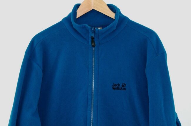 Front Close Up Blue Jack Wolfskin Fleece Mens