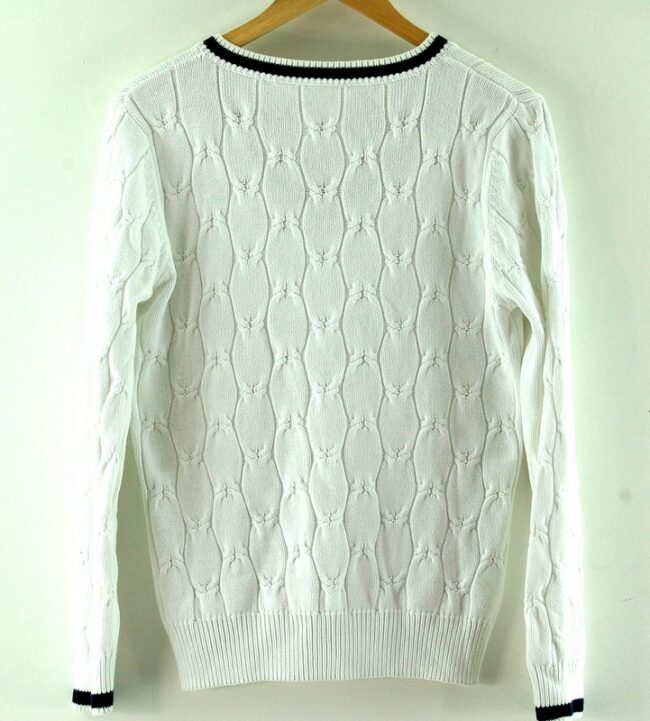 Back White Cable Knit Womens Sweater