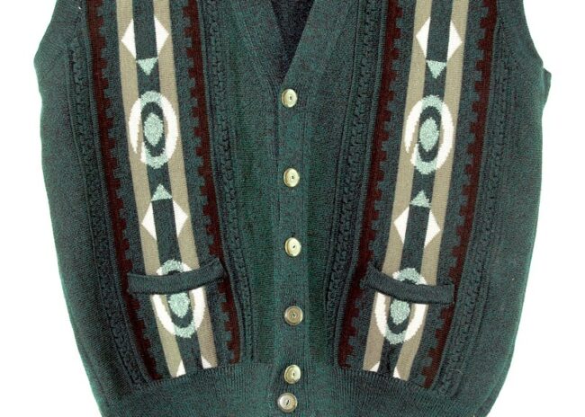 Back Close Up 90s Mens Sleeveless Cardigan