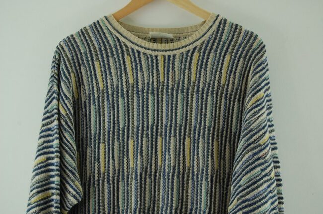 Front Top Close Up Blue 90s Jumper Mens