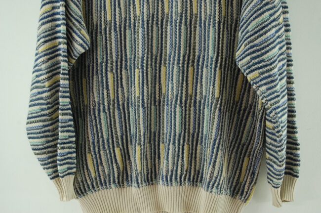 Front Bottom Close Up Blue 90s Jumper Mens