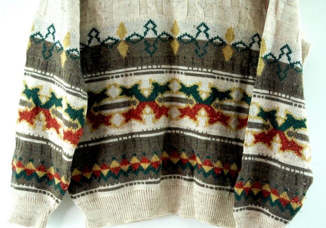 Pattern Close Up Retro Cream 90s Jumper mens