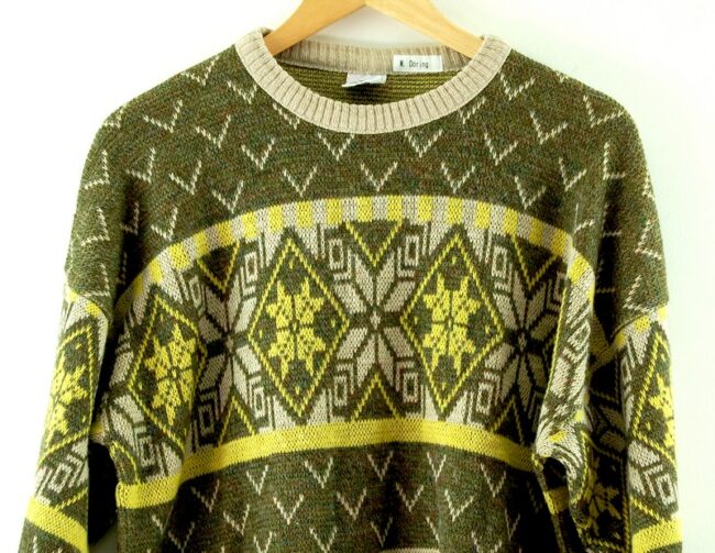 Front Top Close Up Mens Snowflake Christmas Jumper