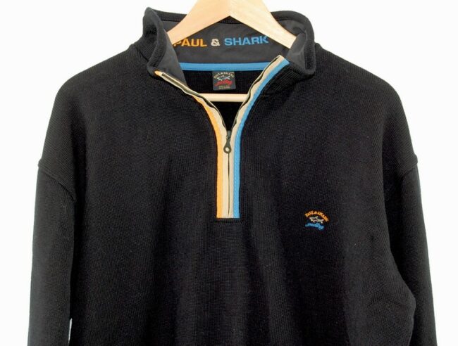 Front Close Up Navy Paul And Shark Zip Jumper