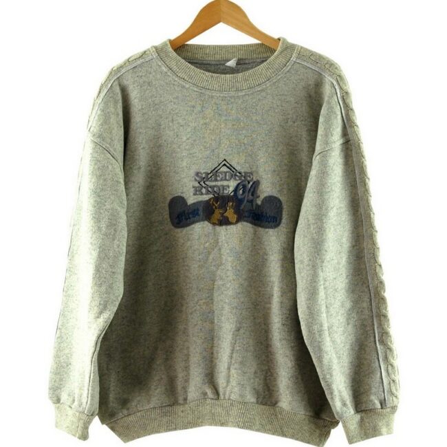 Grey Mens Reindeer Logo Jumper