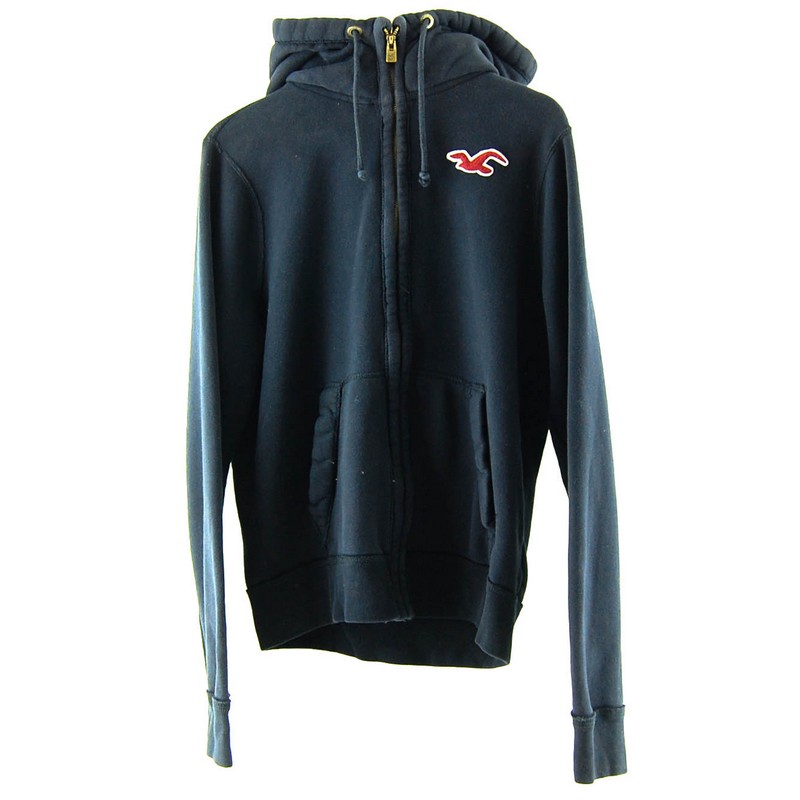 Hollister Hoodie Navy Blue- UK L - Blue 17 Vintage Clothing