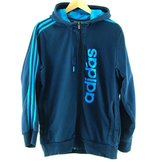 Mens Navy Blue Adidas Hooded Sweatshirt