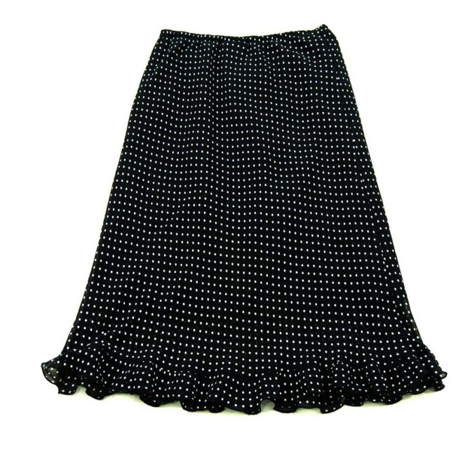 90s Midi Black Polka Dot Skirt