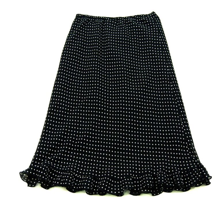 90s Midi Black Polka Dot Skirt