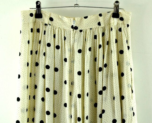 Back Close Up White Skirt With Black Polka Dots