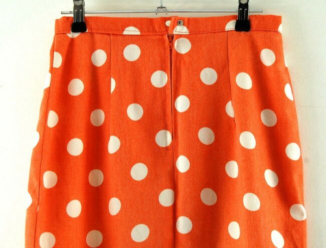 Back Top Close Up White Polka Dot Orange Straight Skirt