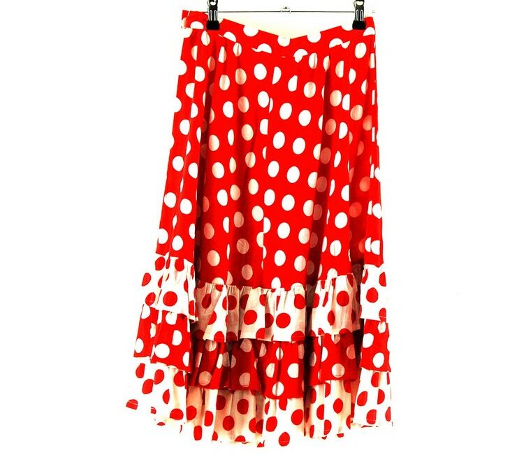 Red And White Polka Dot Ruffle Skirt