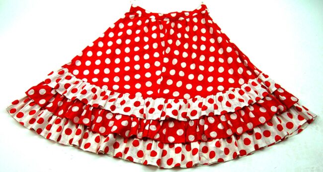 Back Red And White Polka Dot Ruffle Skirt