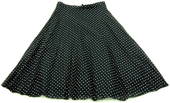 Black White Polka Dot Midi Skirt