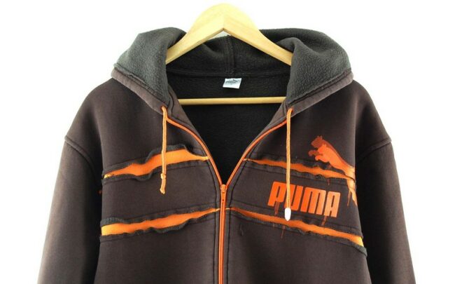 Front Top Puma Brown Hooded Sweatshirt