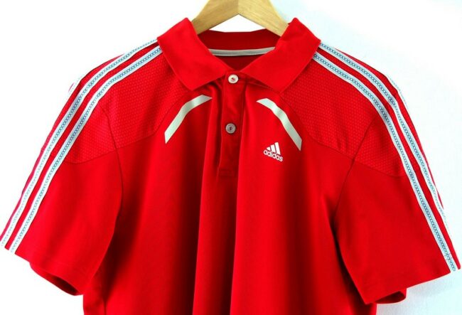 Front Top Close Up Adidas Climacool Polo T Shirt