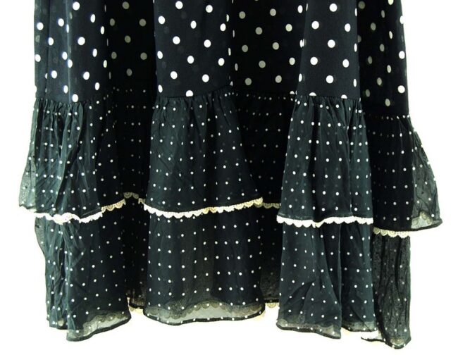 Bottom Close Up Black And White Polka Dot Flare Skirt