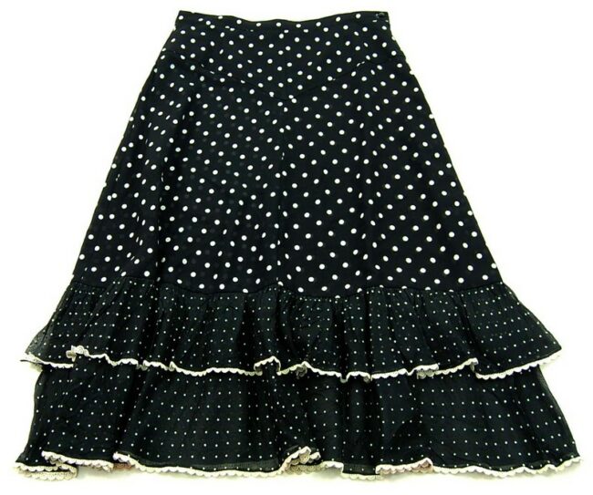 Black And White Polka Dot Flare Skirt