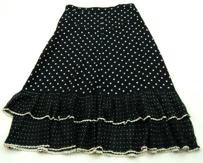 Back Black And White Polka Dot Flare Skirt