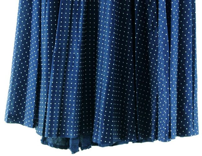 Bottom Close Up Navy Blue Skirt With White Polka Dots