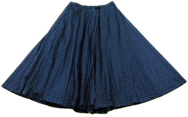 Back Navy Blue Skirt With White Polka Dots