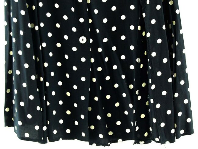 Bottom Front Close Up Black Polka Dot Midi Skirt