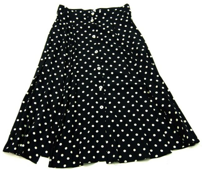 Black Polka Dot Midi Skirt