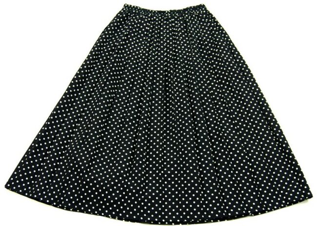 Back 80s Black Midi Polka Dot Skirt
