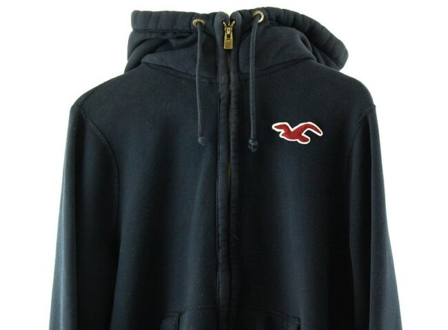 Front Close Up Hollister Hoodie Navy Blue