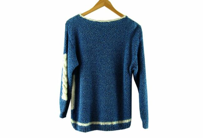 Back 80s Blue Cable Knit Vintage Sweater