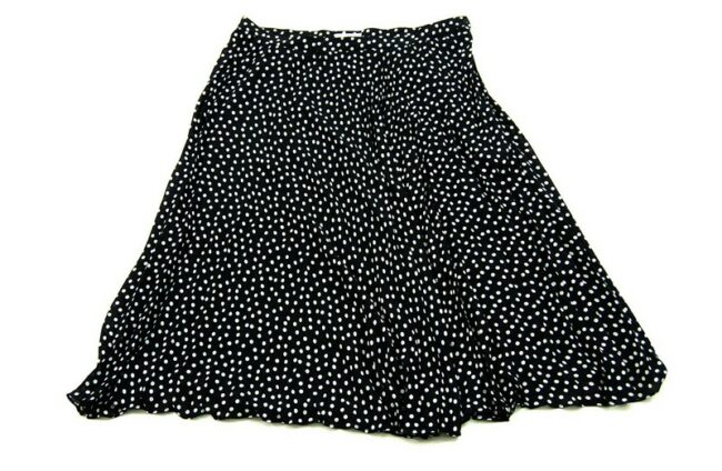 White and Black Polka Dot Midi Skirt
