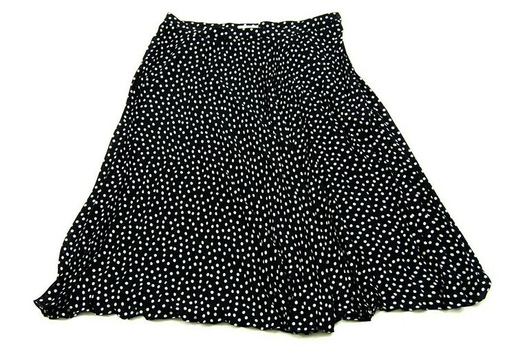 White and Black Polka Dot Midi Skirt