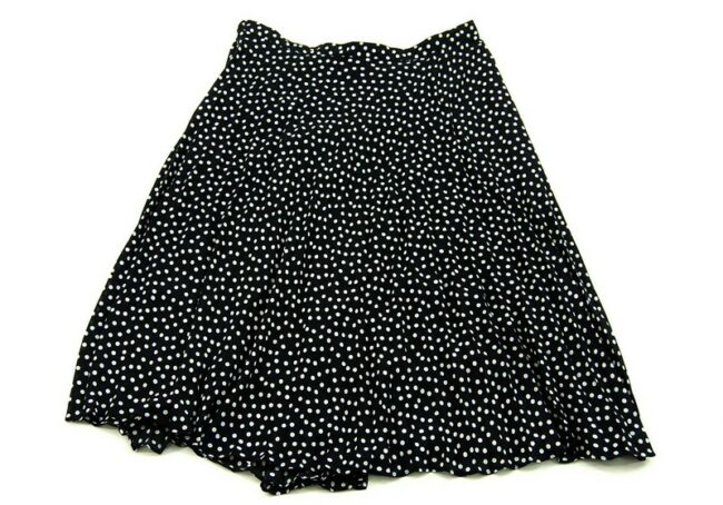 Back White and Black Polka Dot Midi Skirt