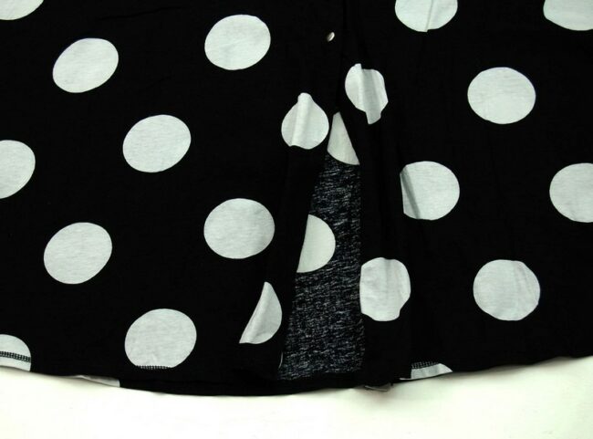 Front Slit Close Up 90s Long Black Polka Dot Skirt