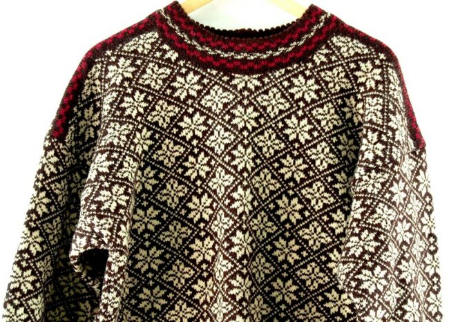 Front Close Up Nordic Snowflake Sweater Mens