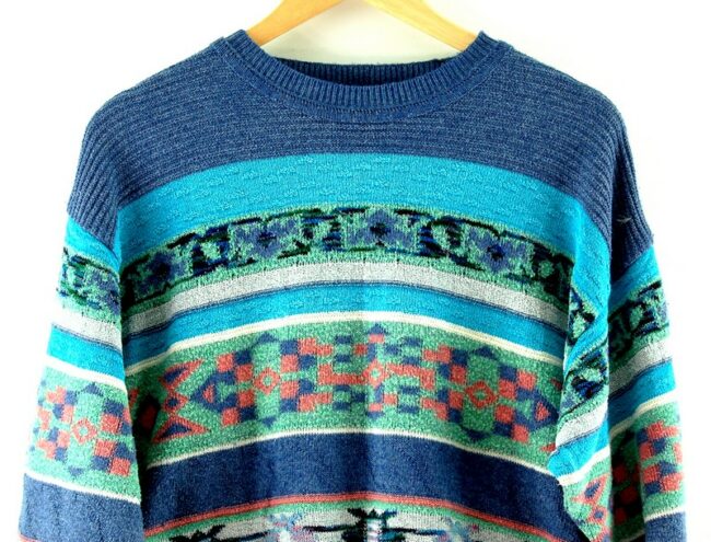 Front Close Up Aztec Print Sweater Mens
