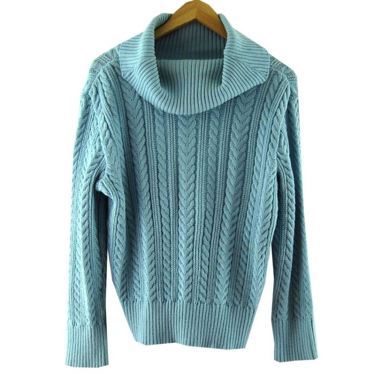 80s Blue Turtleneck Vintage Sweater
