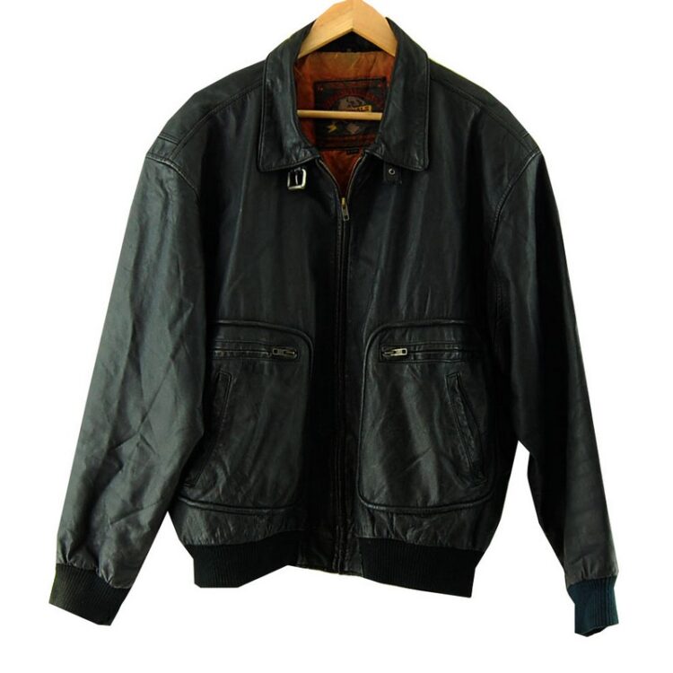 Black Genuine Leather Bomber Jacket