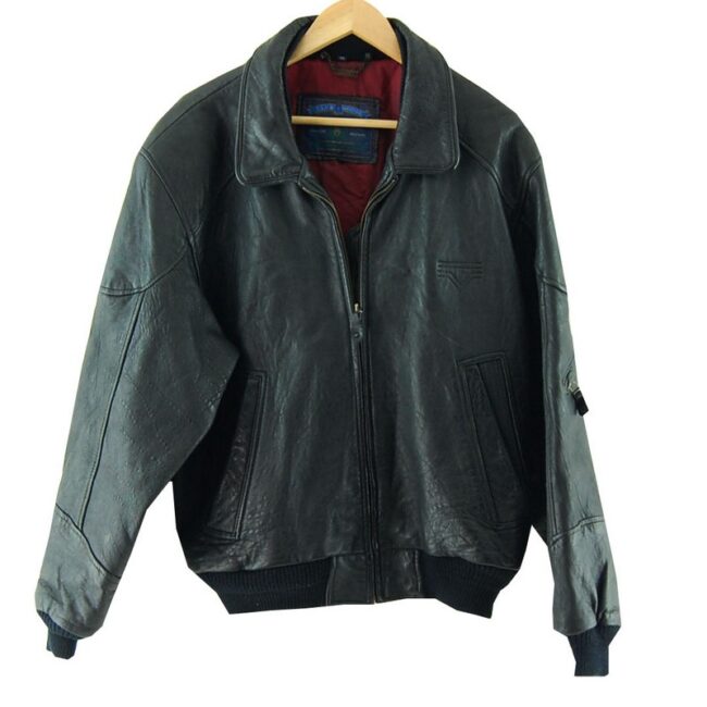 Black Genuine Leather Bomber Jacket Mens