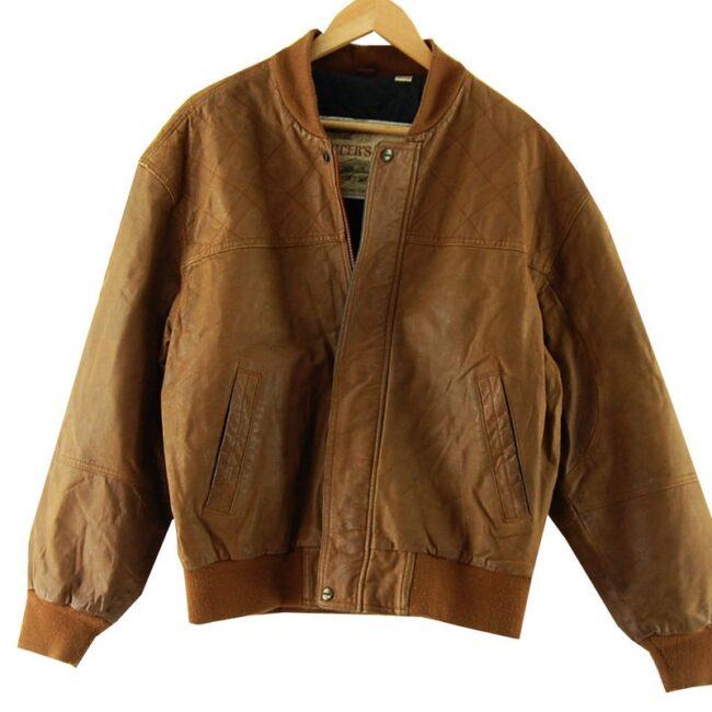 Brown Leather Bomber Jacket Mens