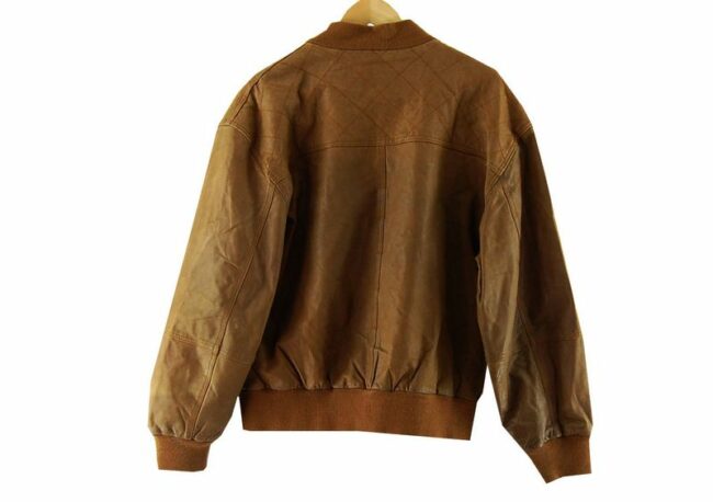 Back Brown Leather Bomber Jacket Mens