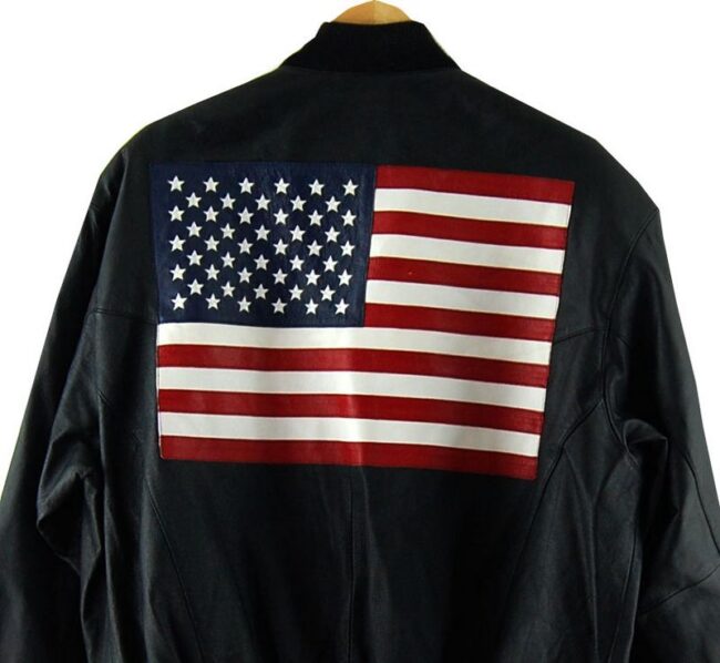 Back Close Up Black Bomber Jacket Mens