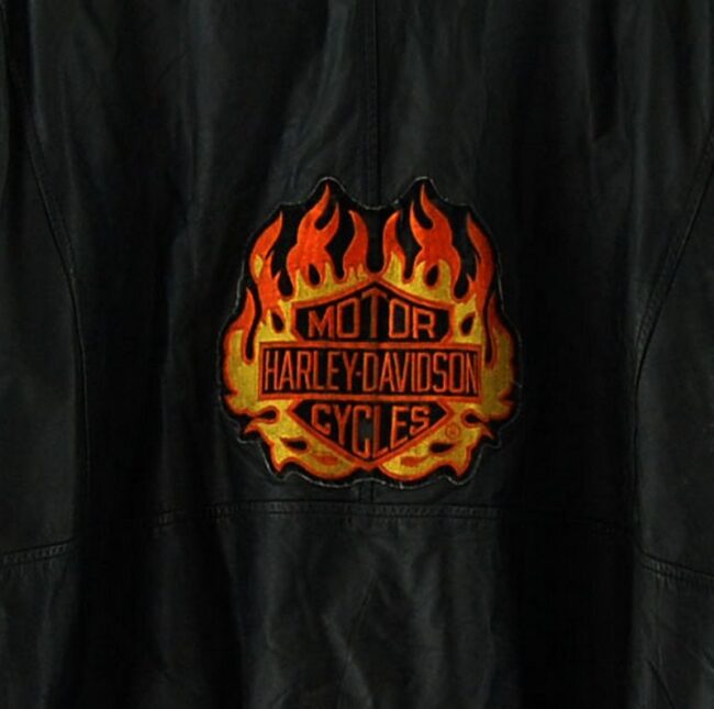 Back Close Up Black Genuine Leather Bomber Jacket