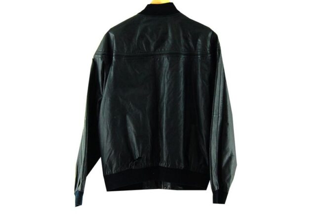 Back Black Leather Bomber Jacket Mens