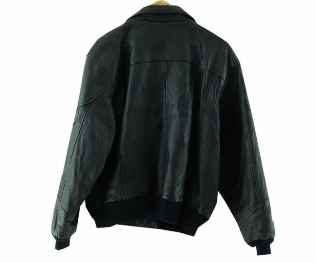 Back Black Genuine Leather Bomber Jacket Mens