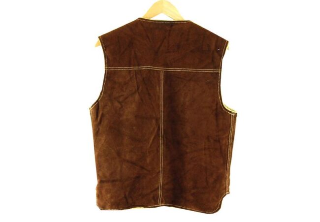 Back Brown Leather Waistcoat Mens