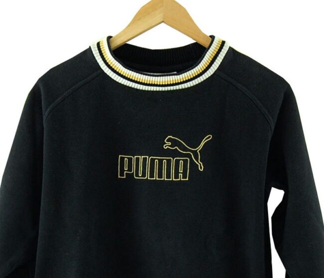 Front Close Up Puma Black Sweatshirt Mens