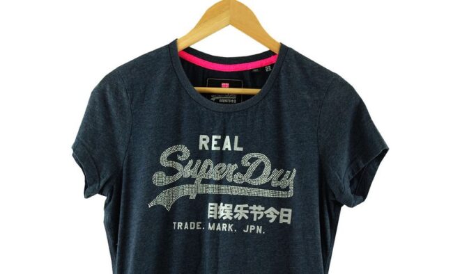 Front Close Up Superdry Blue T Shirt