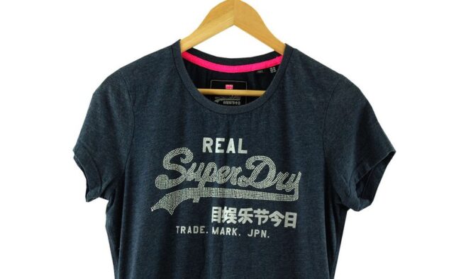 Front Close Up Superdry Blue T Shirt