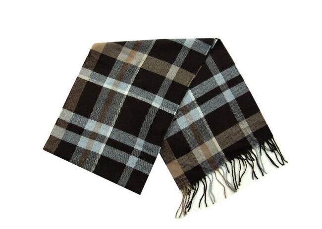 Open Brown Multi Coloured Checkered Scarf